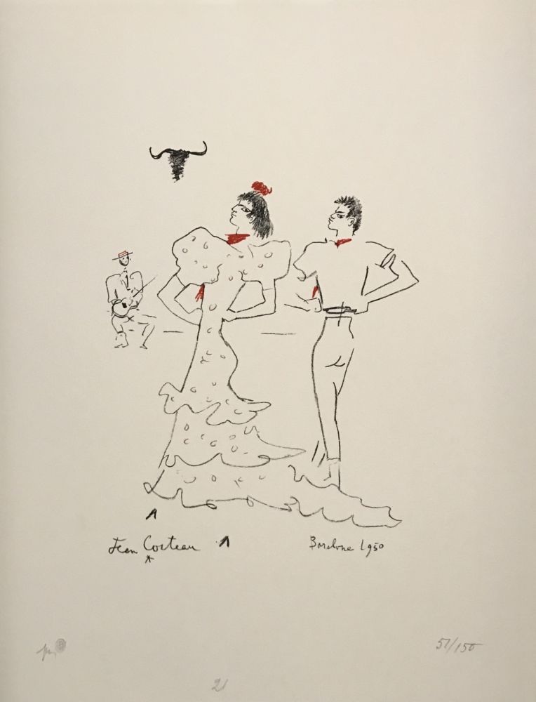 Lithograph Cocteau - Barcelone