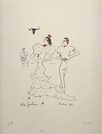 Lithograph Cocteau - Barcelone