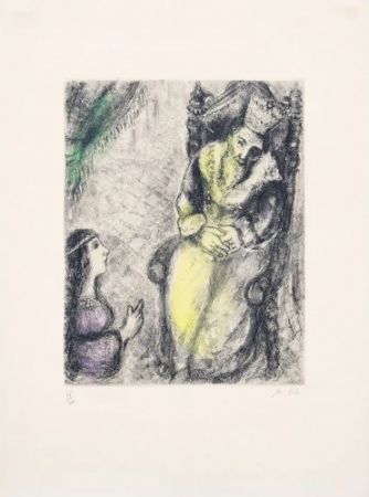 Etching Chagall - Bath-Sheba at the Feet of David
