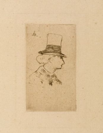 Engraving Manet - Baudelaire de profile en chapeau II
