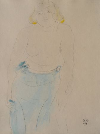 Etching Rodin - Belle femme aux seins nus