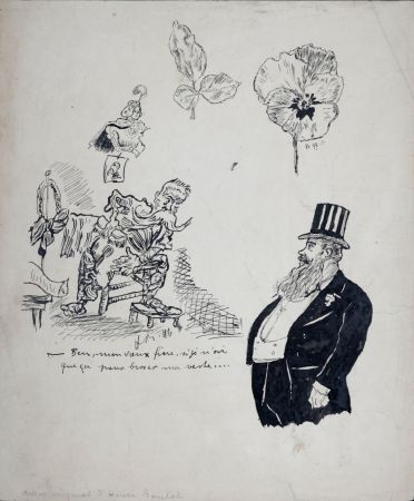 No Technical Boutet - Ben mon vieux frère, si je n'ai que ça pour brosser ma veste..., 1897 - Original drawing (Hand-signed!)