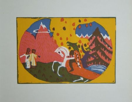 Woodcut Kandinsky - Berge - Klänge, edition Pieper, 1913