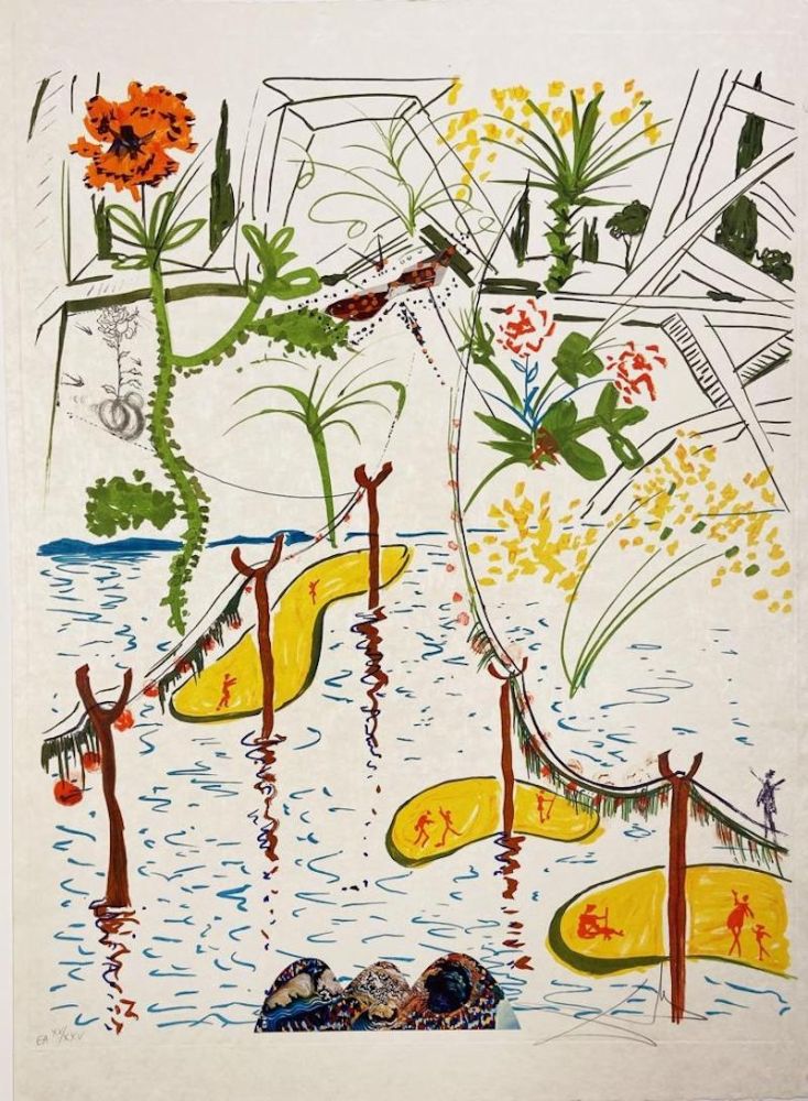 Lithograph Dali - Biological Garden