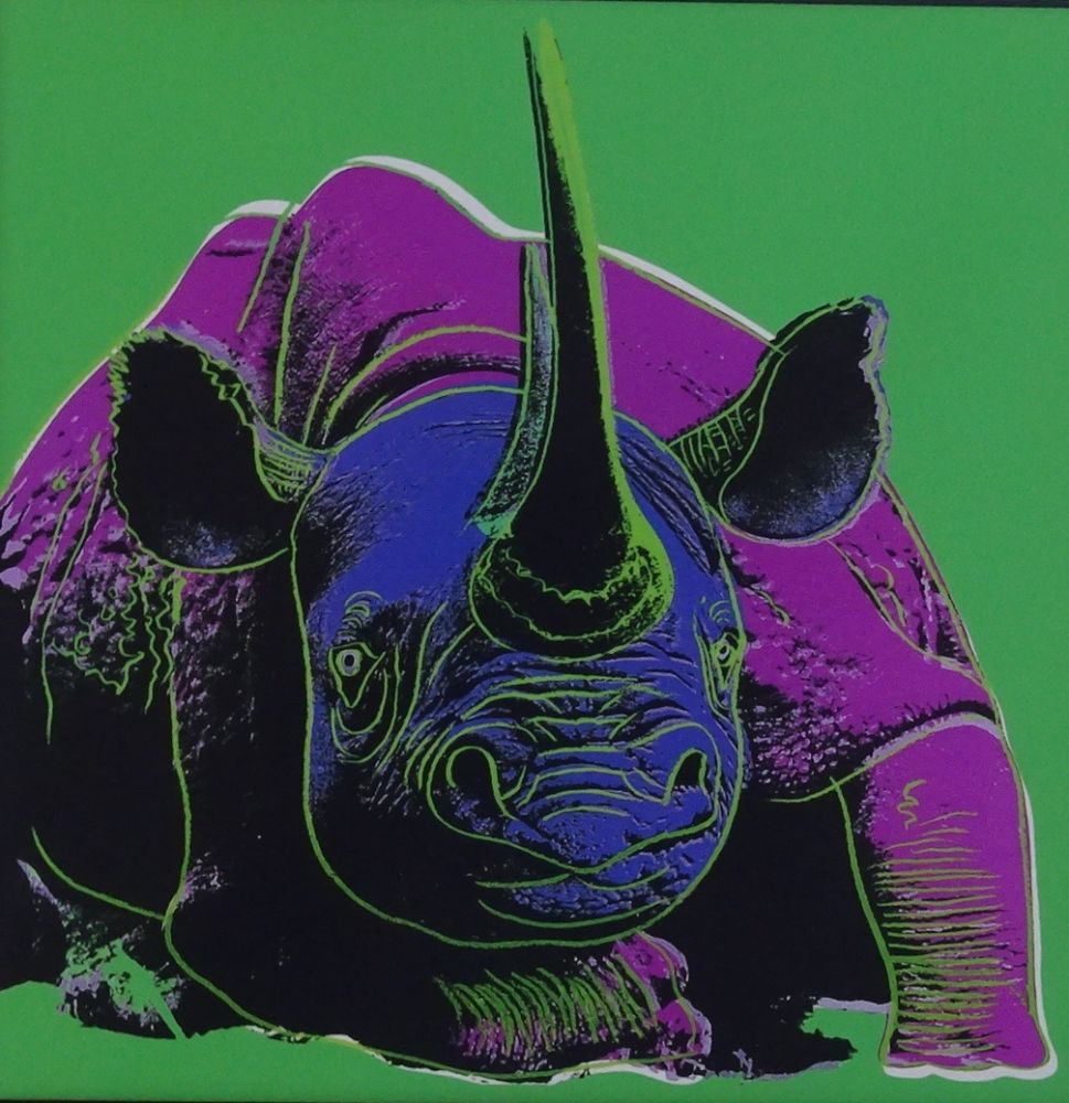 Screenprint Warhol - Black rhinoceros