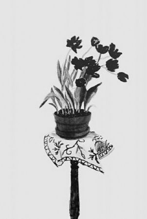 Lithograph Hockney - Black Tulips