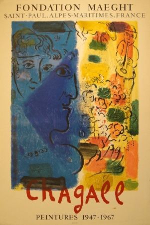 Lithograph Chagall - (Blaues Profil). Peintures 1947-1967