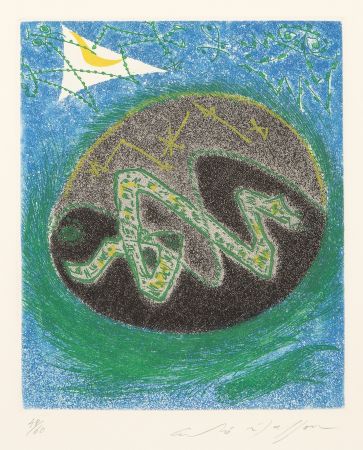 Etching And Aquatint Masson - Blue Serpent