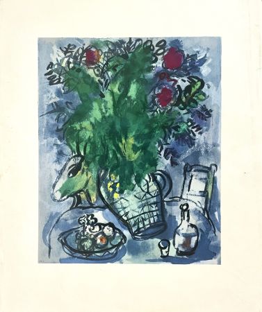 Lithograph Chagall - Bouquet Fleuri sur Table