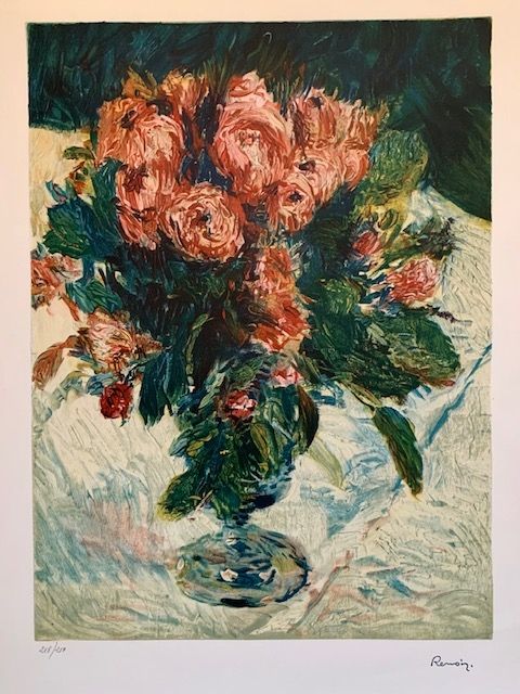Lithograph Renoir - Bouquet of roses