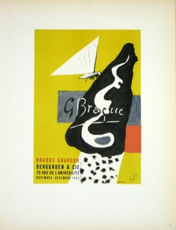 Lithograph Braque - Braque Graveur  Galerie Berggruen Paris 1953