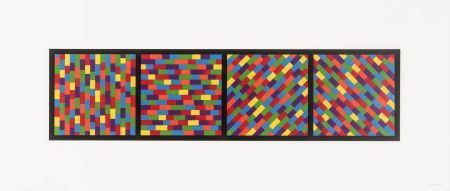 Linocut Lewitt - Broken Color Bands in Four Directions