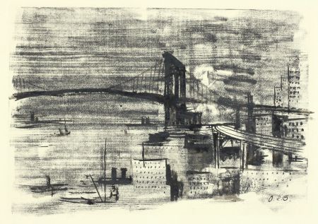Woodcut Schatz - Brooklyn Bridge