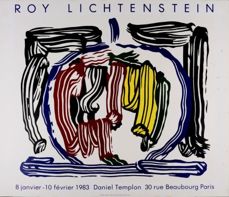 Lithograph Lichtenstein - Brushstroke Still Life With Apple, 1983