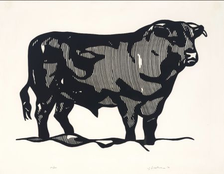 Linocut Lichtenstein - Bull I
