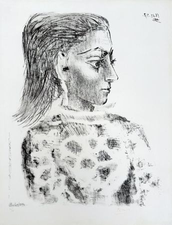 Lithograph Picasso - Buste au corsage à carreaux