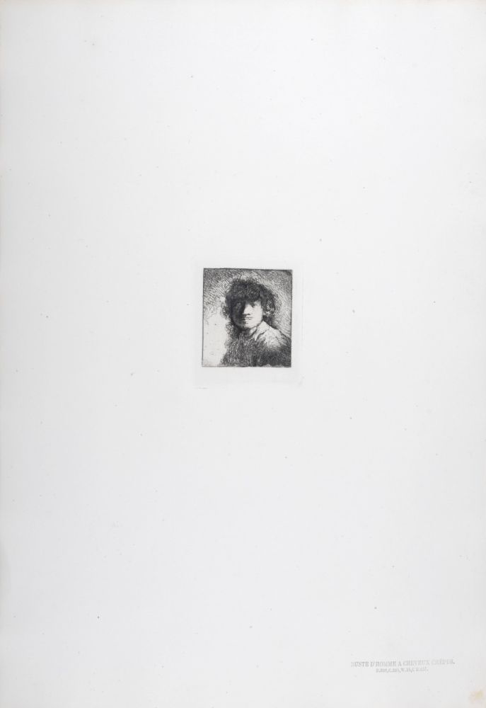 Rotogravure Rembrandt - Buste d'homme a cheveux crépus