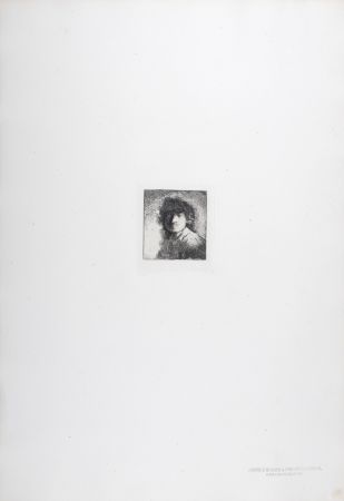 Rotogravure Rembrandt - Buste d'homme a cheveux crépus
