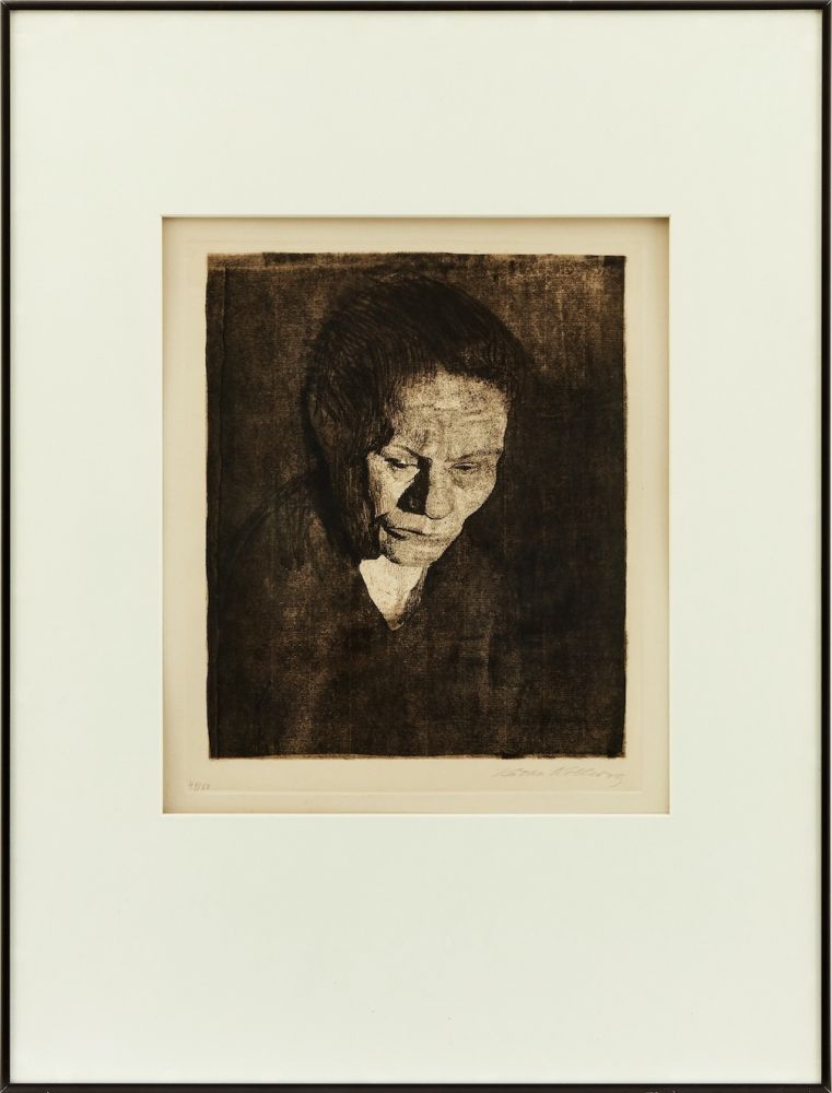 Engraving Kollwitz - Cabeza de Mujer hundida