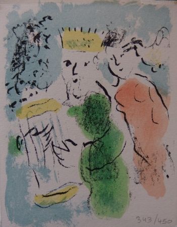 Lithograph Chagall - Cadeau de Roi - Carte de voeux 1981