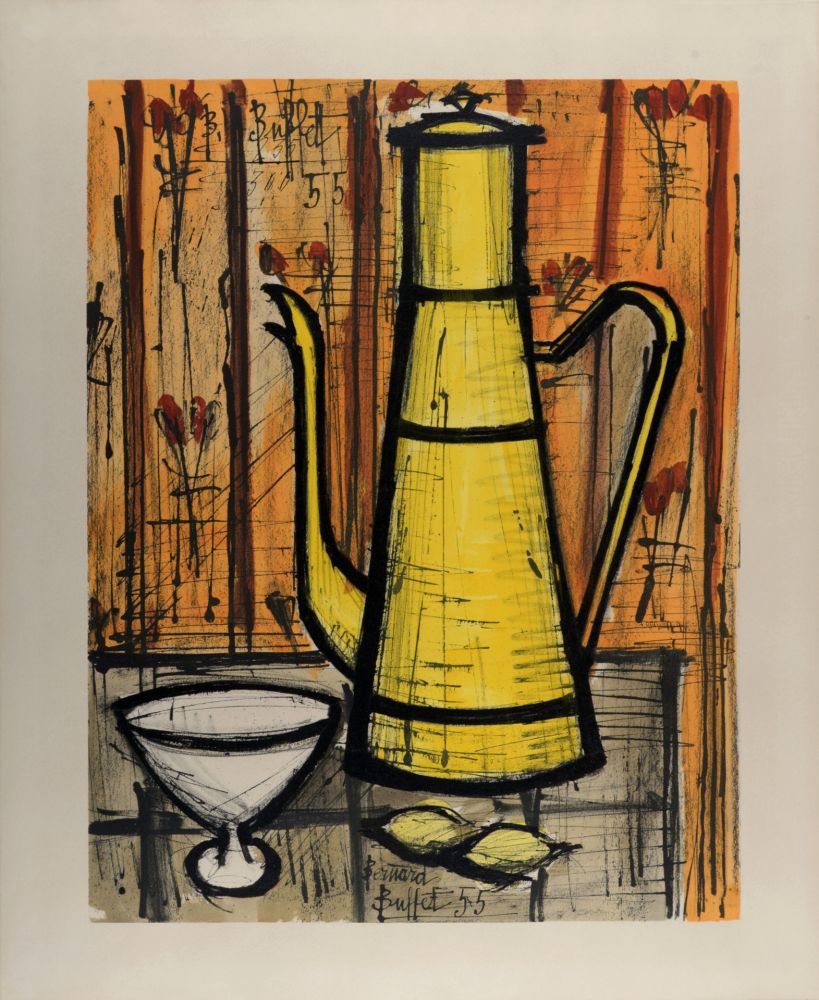 Lithograph Buffet - Cafetière jaune, 1960