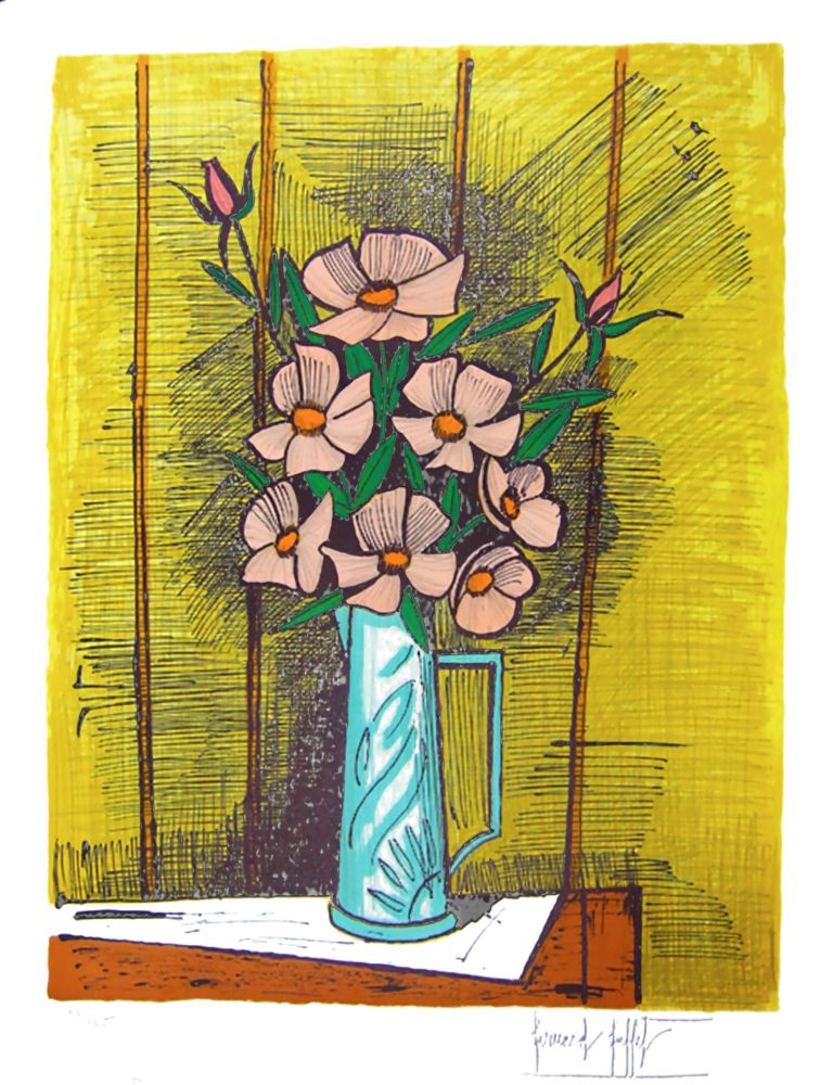 Lithograph Buffet - Camelias et Roses, 1982 
