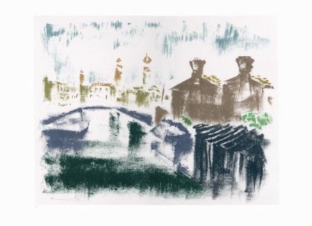 Lithograph Masson - Canal à la Giudecca (Voyage à Venise)