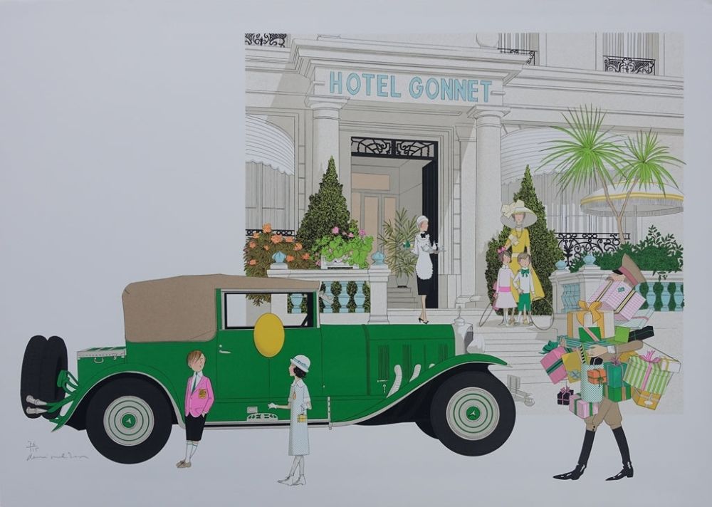 Lithograph Noyer - Cannes - Hôtel Gonnet