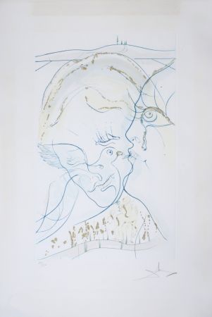Etching Dali - Cantique des Cantiques : Les Yeux de colombe de la Mariée, 1971 - Hand-signed
