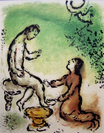 Lithograph Chagall - Canto XIX – Odiseo y Euriclea
