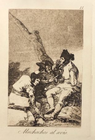 Engraving Goya - Capricho 11. Muchachos al avio