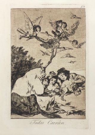 Engraving Goya - Capricho 19. Todos Caerán