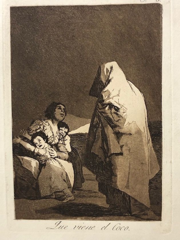Engraving Goya - Capricho 3. Que viene el coco