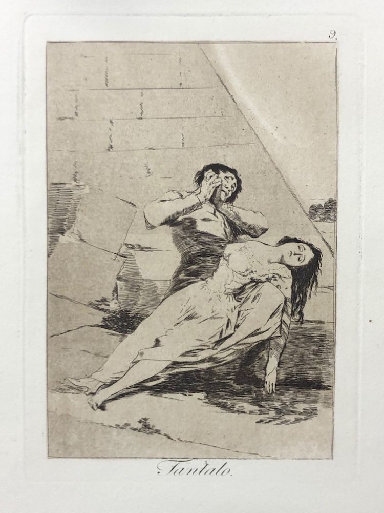 Engraving Goya - Capricho 9. Tantalo