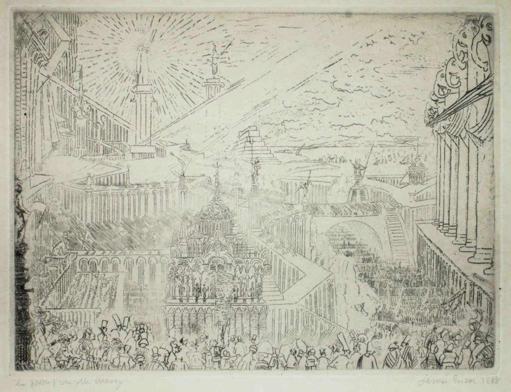 Etching Ensor - Capture of a strange town