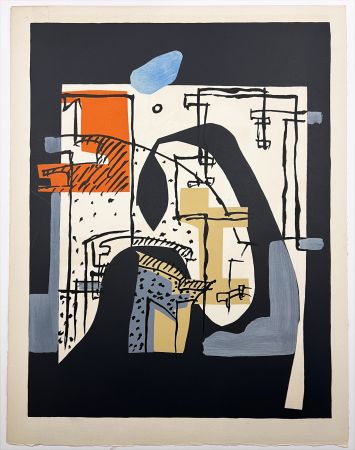 Lithograph Le Corbusier - CARACTÈRES. (Le Poème de l'angle droit, 1955). Planche 17 (E4)