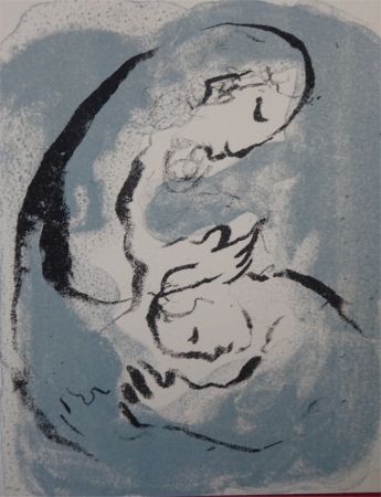 Lithograph Chagall - Carte de Voeux 1968 ,tirage du noir
