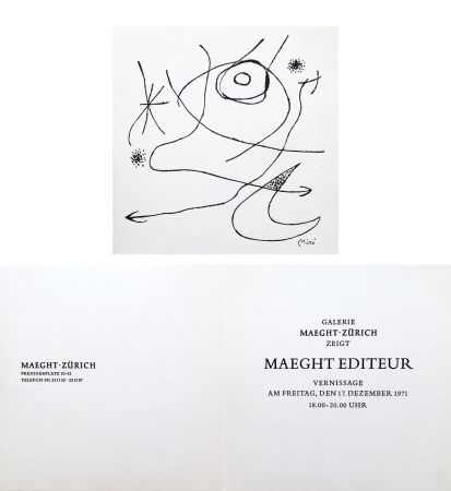 No Technical Miró - Carton d'invitation pour une exposition Miró à la Galerie Maeght-Zürich. 1971.