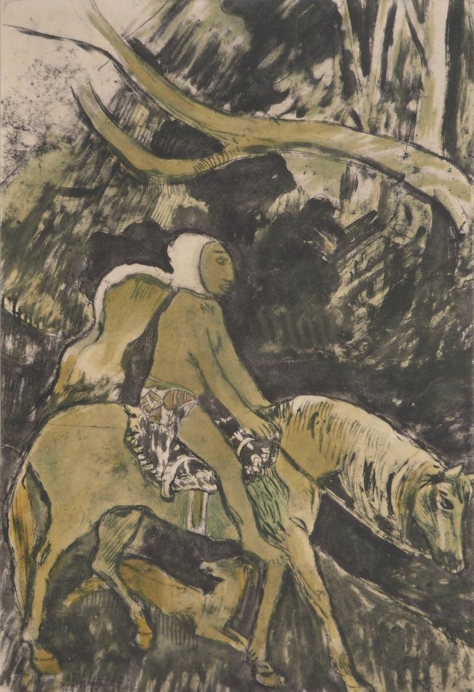 Lithograph Gauguin - Cavalier