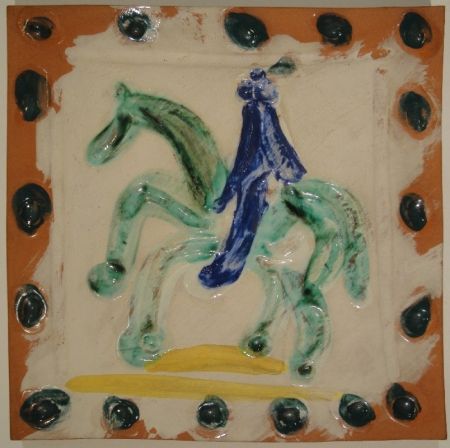 Ceramic Picasso - Cavalier and horse / Cavalier et cheval