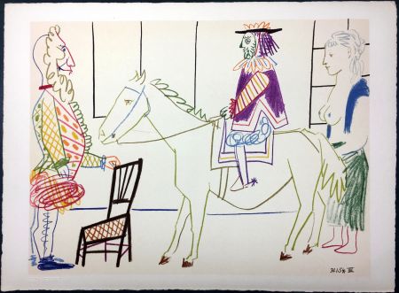 Lithograph Picasso - Cavalier costumé 1 (La Comédie Humaine - Verve 29-30. 1954) 