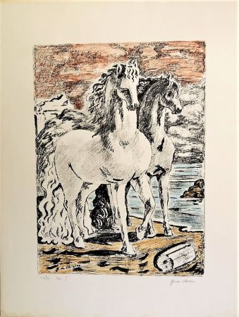 Lithograph De Chirico - Cavalli antichi