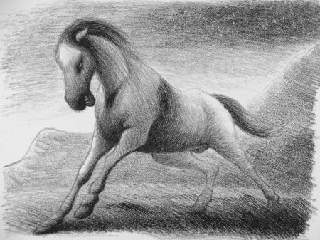 Lithograph Grasselli - Cavallo che fugge
