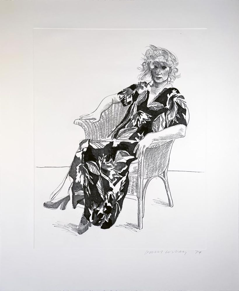 Etching Hockney - Celia in Wicker Chair
