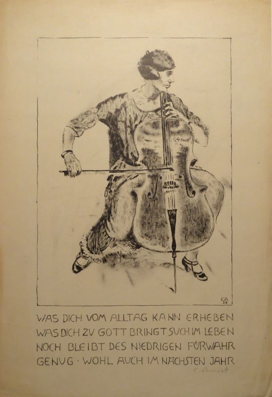 Lithograph Amiet - Cello-Spielerin