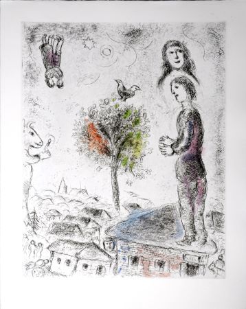 Etching And Aquatint Chagall - Celui qui dit les choses sans rien dire, 1976 - PLATE 3