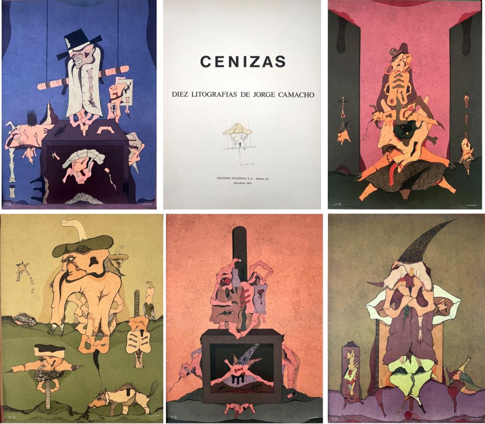 Lithograph Camacho  - CENIZAS. Dix Lithographies de Jorge Camacho. Barcelona 1974. Album complet avec dessin original.