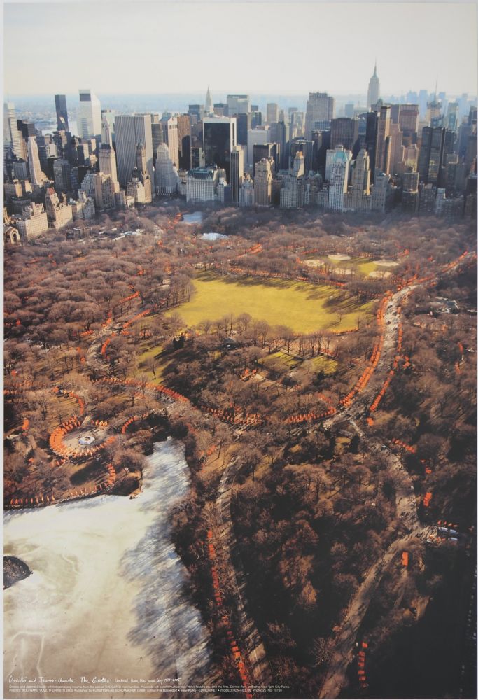 Poster Christo - Central Park New York : Aerial View of the Gates