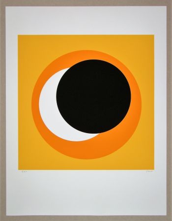Screenprint Claisse - Cercle noir sur fond orange