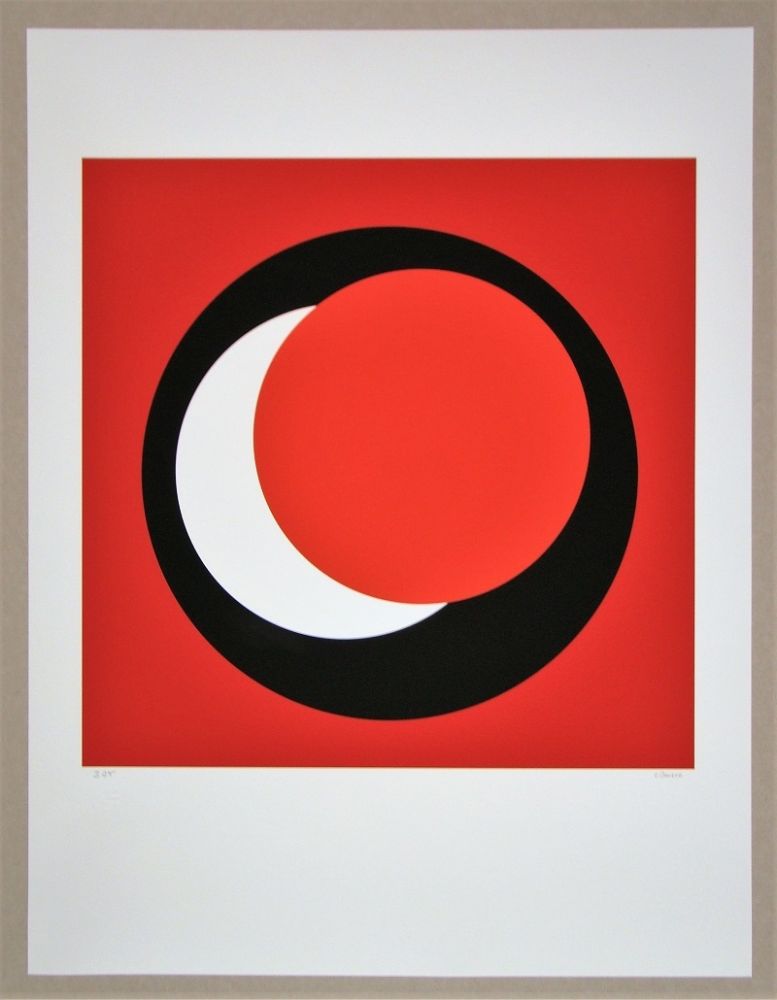 Screenprint Claisse - Cercle rouge sur fond rouge foncé